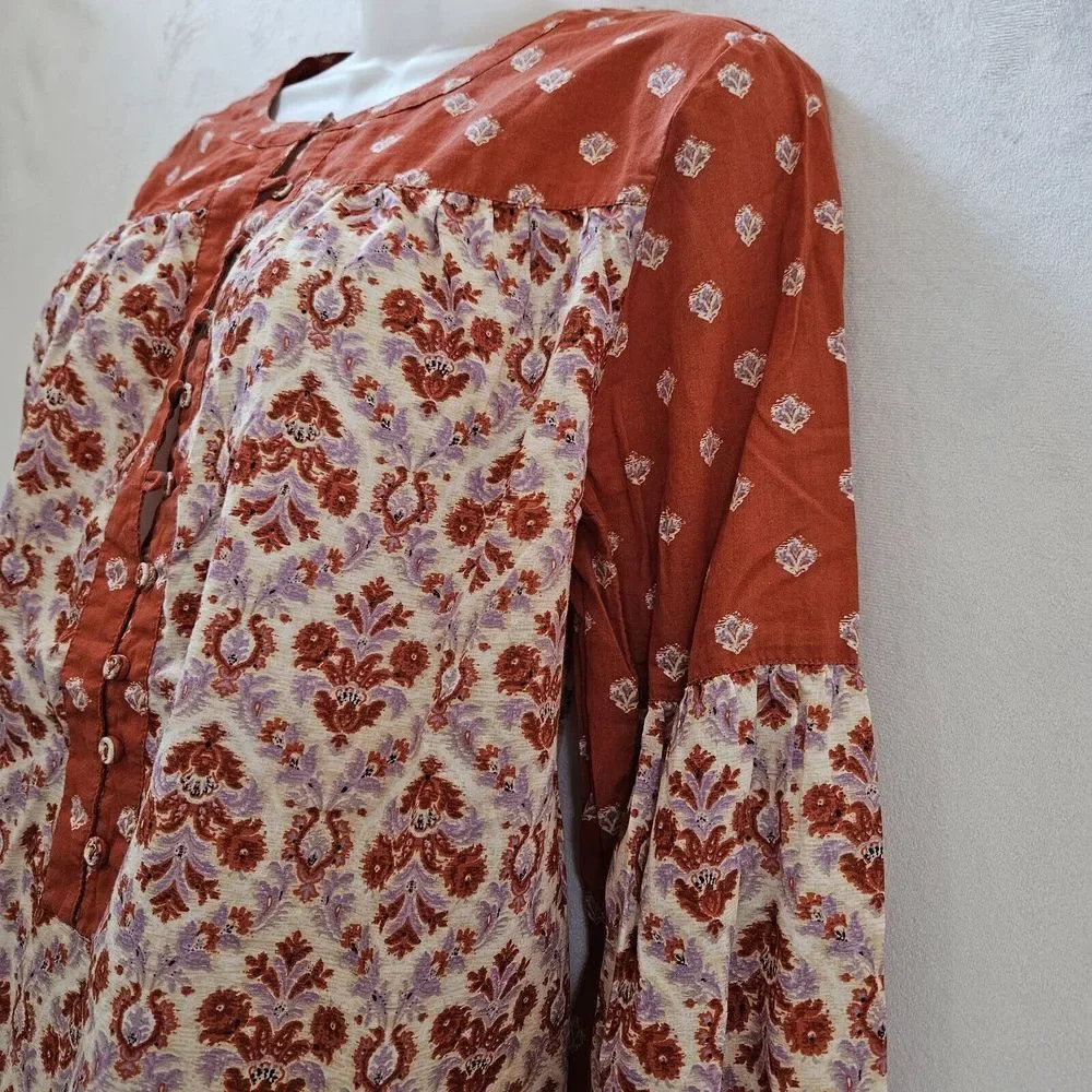 Sundance Red Rust Printed Peasant Tunic - Picture 12 of 14